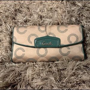 Tan and Emerald wallet